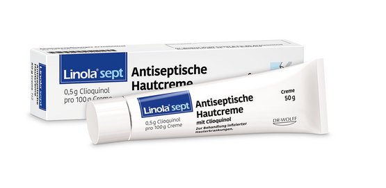 Linola® sept Antiseptische Hautcreme mit Clioquinol – antiseptische Wundcreme zur Behandlung von entzündeter Haut | 50 g